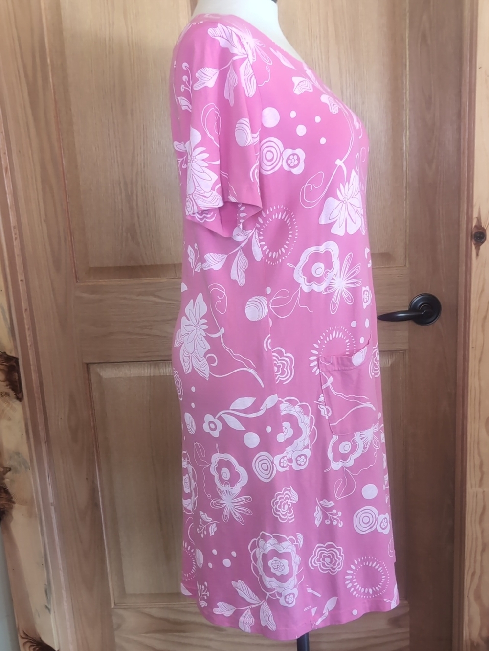 Sz L/XL Fresh Produce Pink Floral Scoop-Neck Shift Dress - Picture 4 of 7